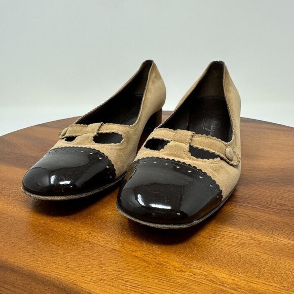 Salvatore Ferragamo Square Toe Suede Pumps Size 8 - Picture 8 of 13